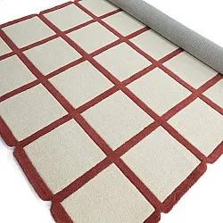 Ullmatta - Syl Hand Tufted Wool Premium (röd/vit)