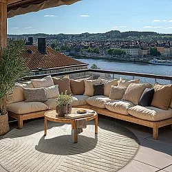 Rund matta - Indoor/Outdoor Devon (beige)