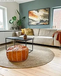 Sittpuff - Marockansk läderpuff (Ljusbrun)
