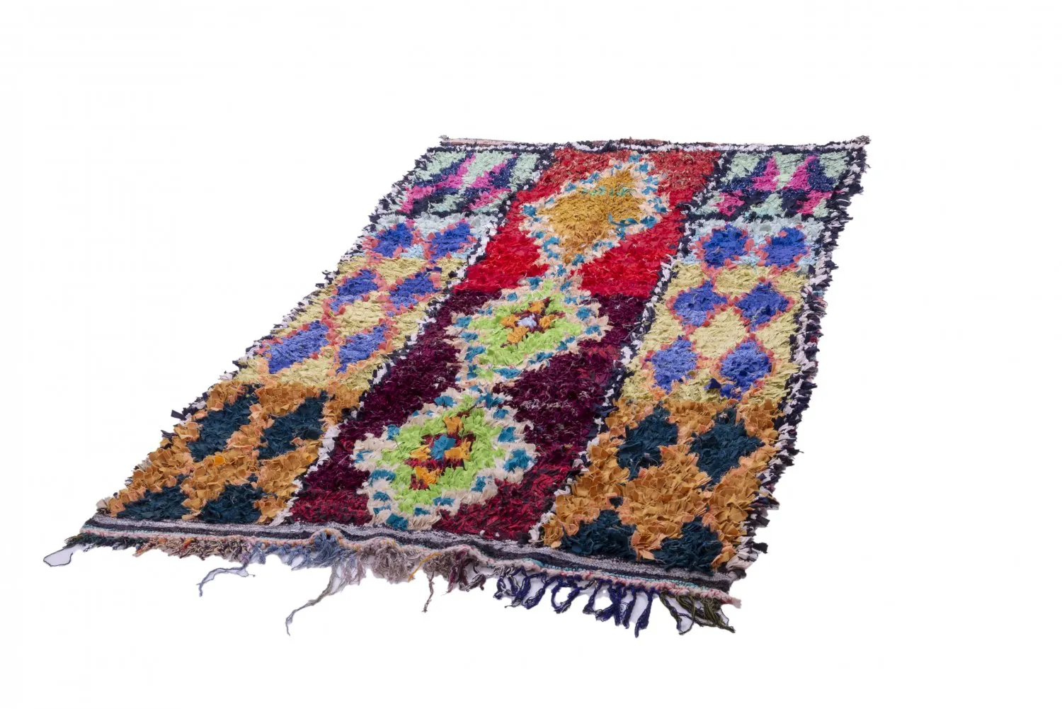 Marockansk Boucherouite-matta 245 x 135 cm