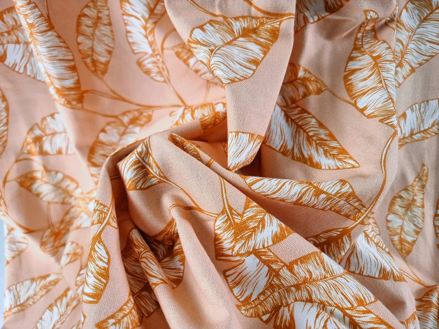 Gardiner - Bomullsgardin - Leaves (orange)