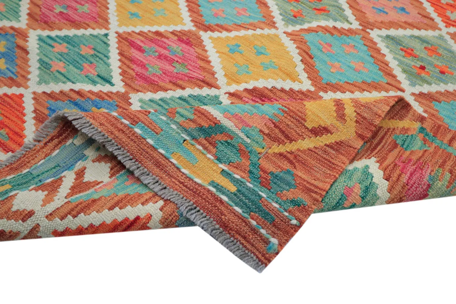 Orientalisk Matta - Vegi Kelim Hand Woven - 202 x 294 cm