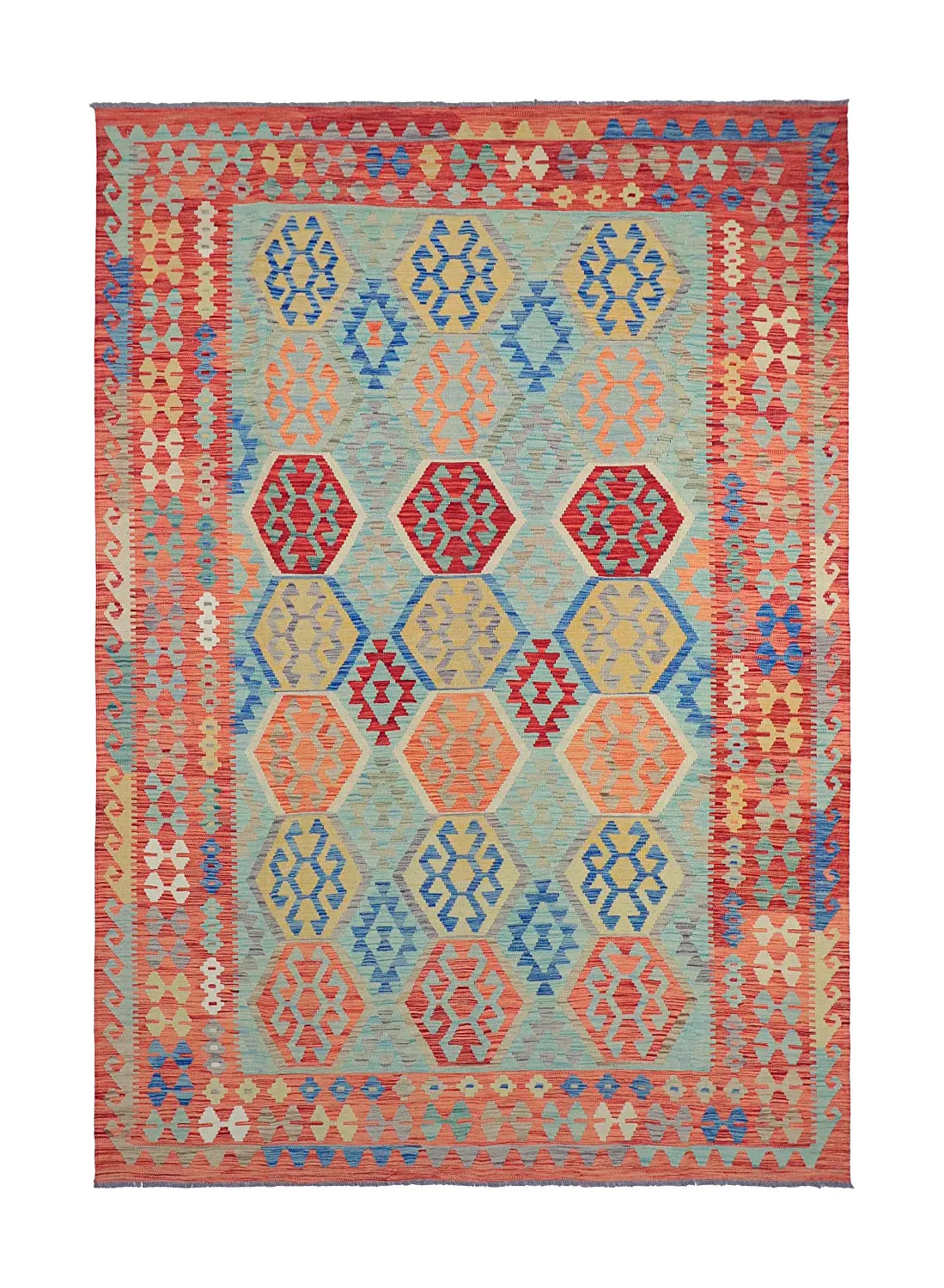 Orientalisk Matta - Vegi Kelim Hand Woven - 196 x 292 cm