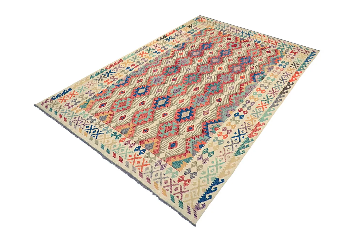 Orientalisk Matta - Vegi Kelim Hand Woven - 202 x 293 cm