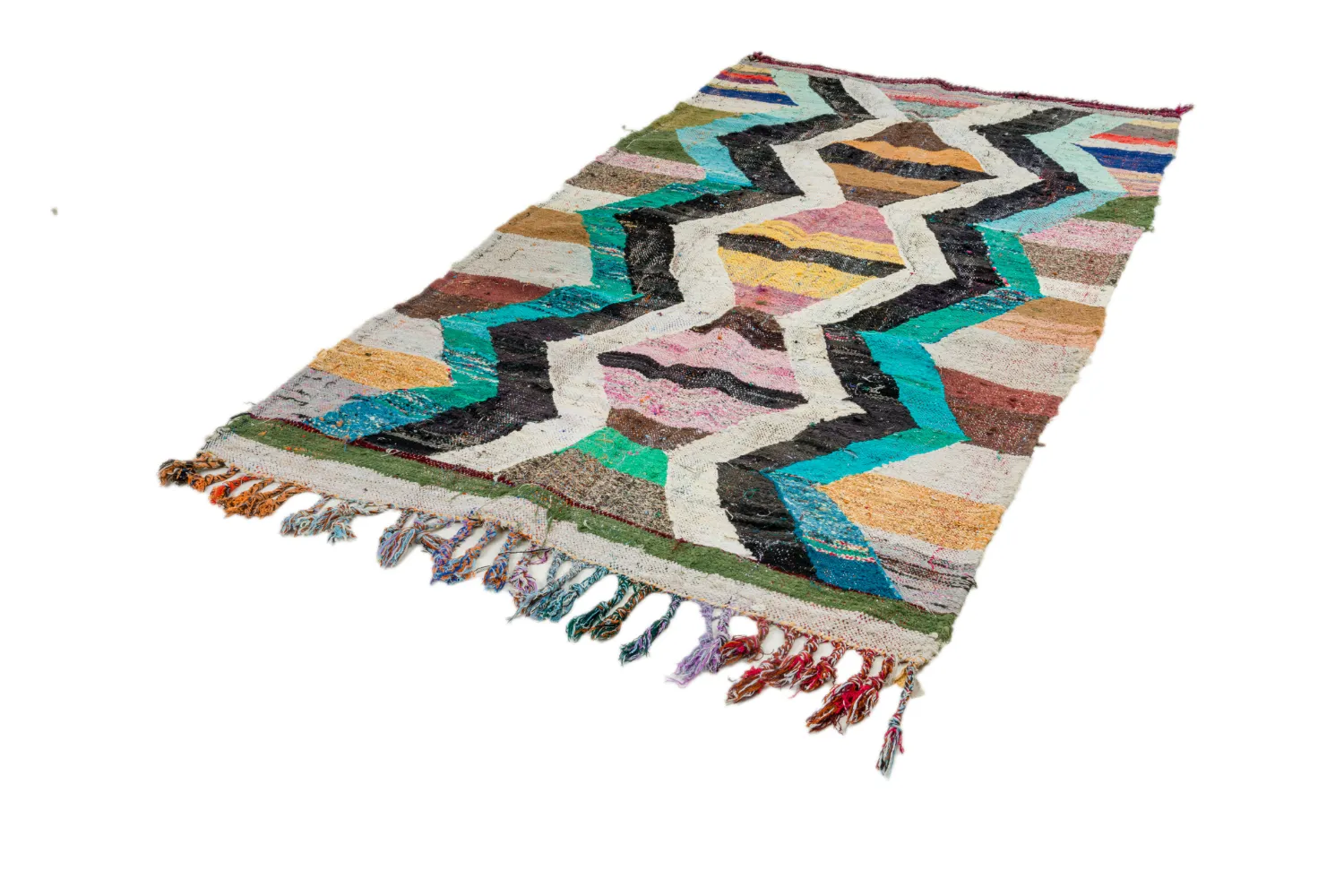 Marockansk Boucherouite-matta 135 x 245 cm