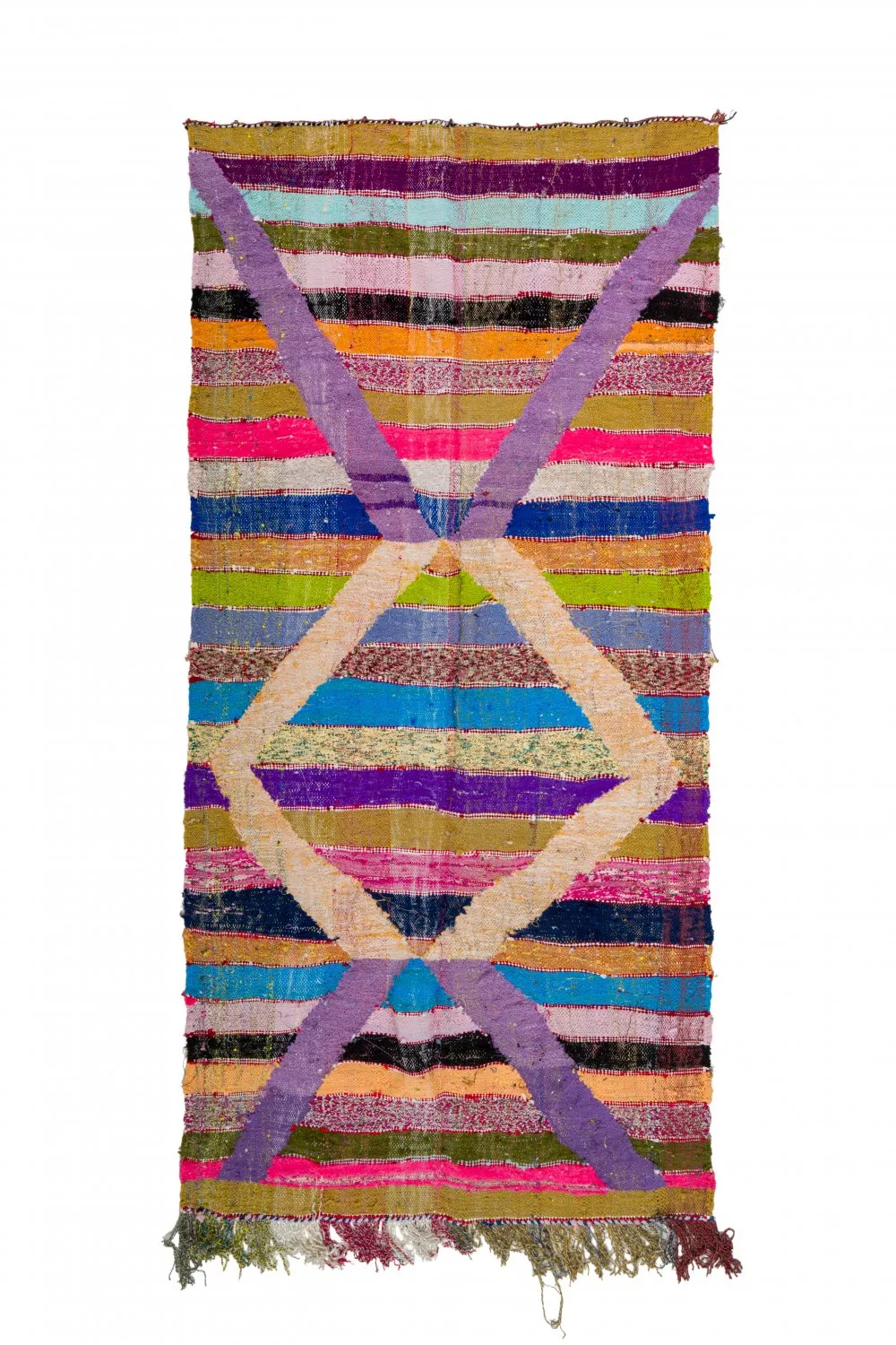Marockansk Boucherouite-matta 125 x 265 cm