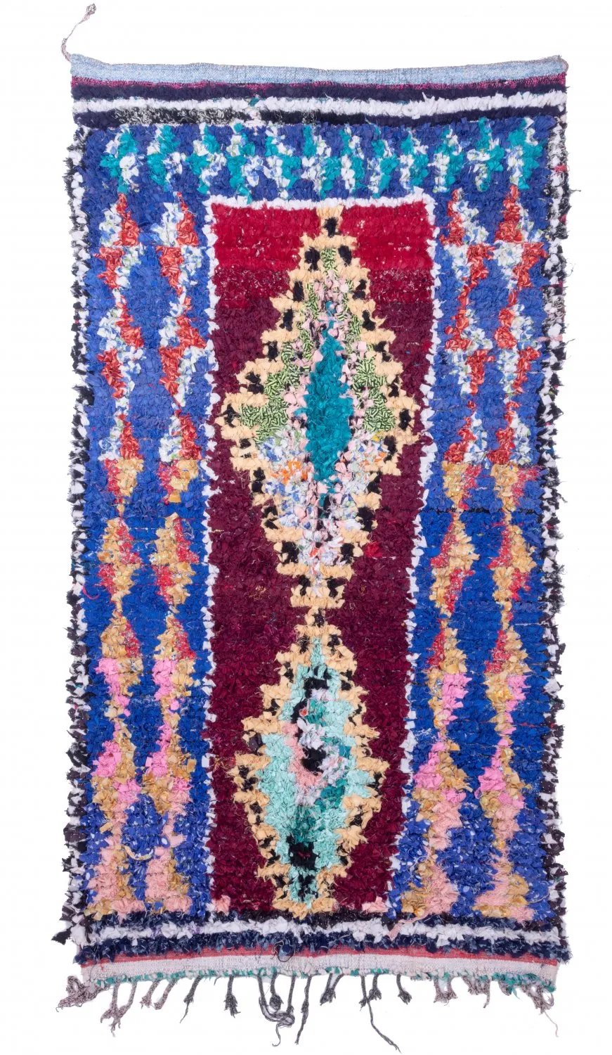 Marockansk Boucherouite-matta 245 x 135 cm