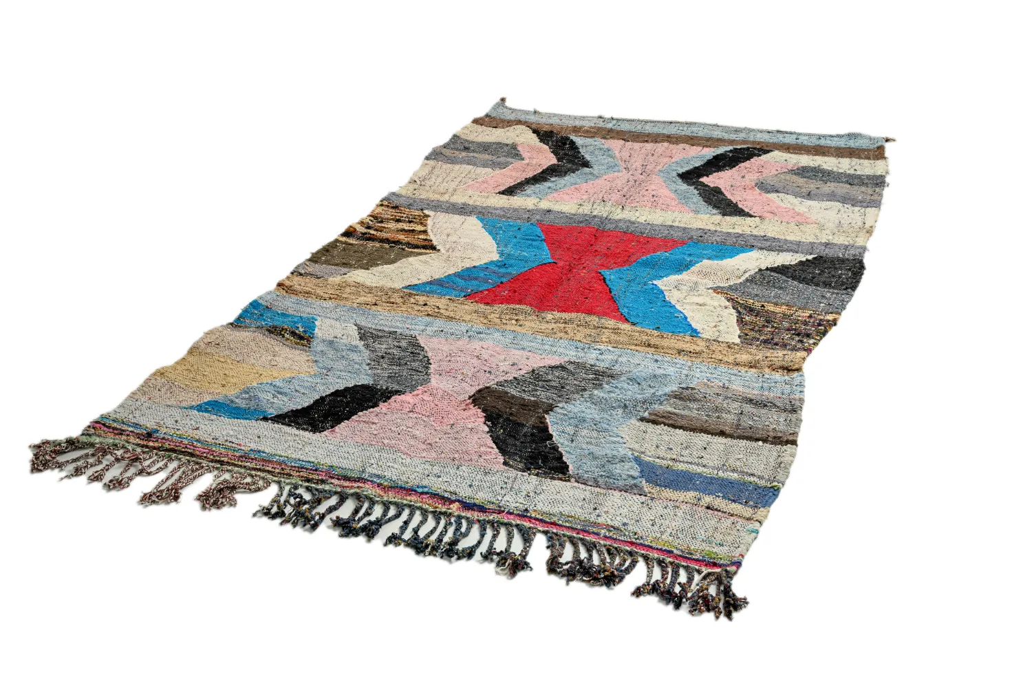 Marockansk Boucherouite-matta 140 x 255 cm
