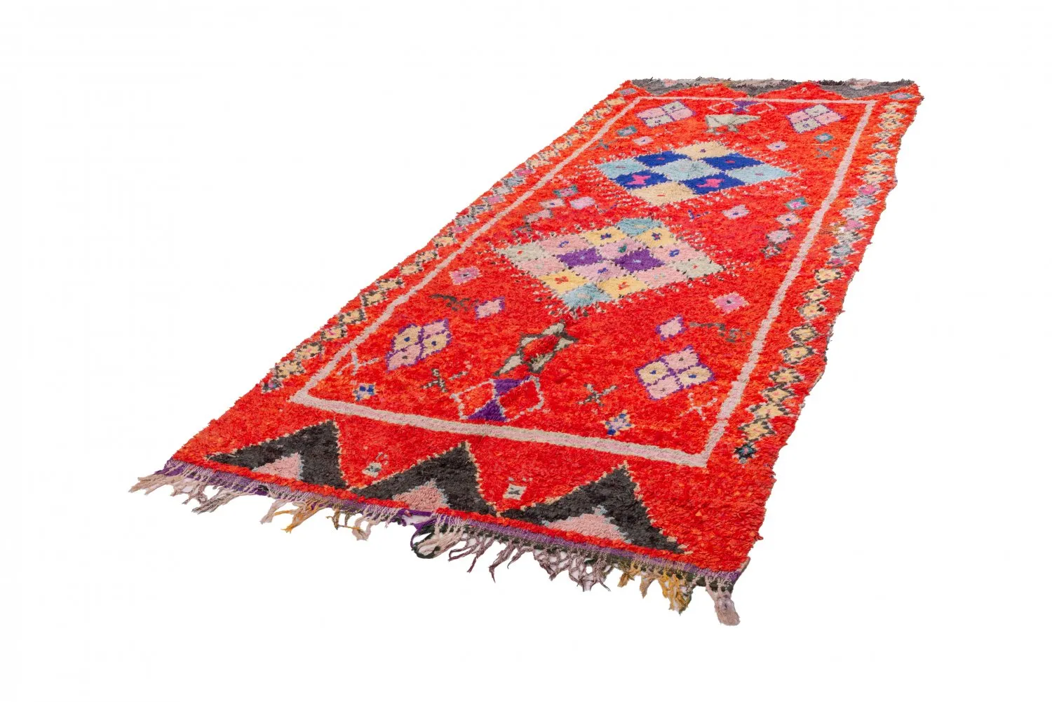 Marockansk Boucherouite-matta 340 x 155 cm