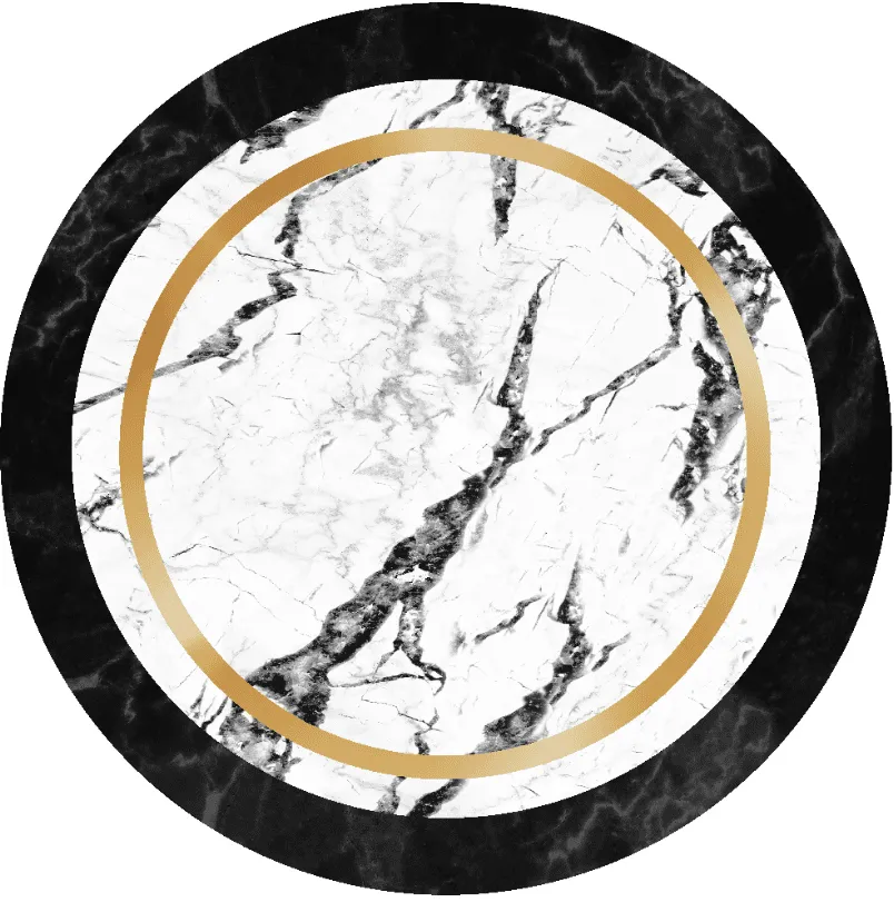 Rund matta - Avola (svart/vit/guld)