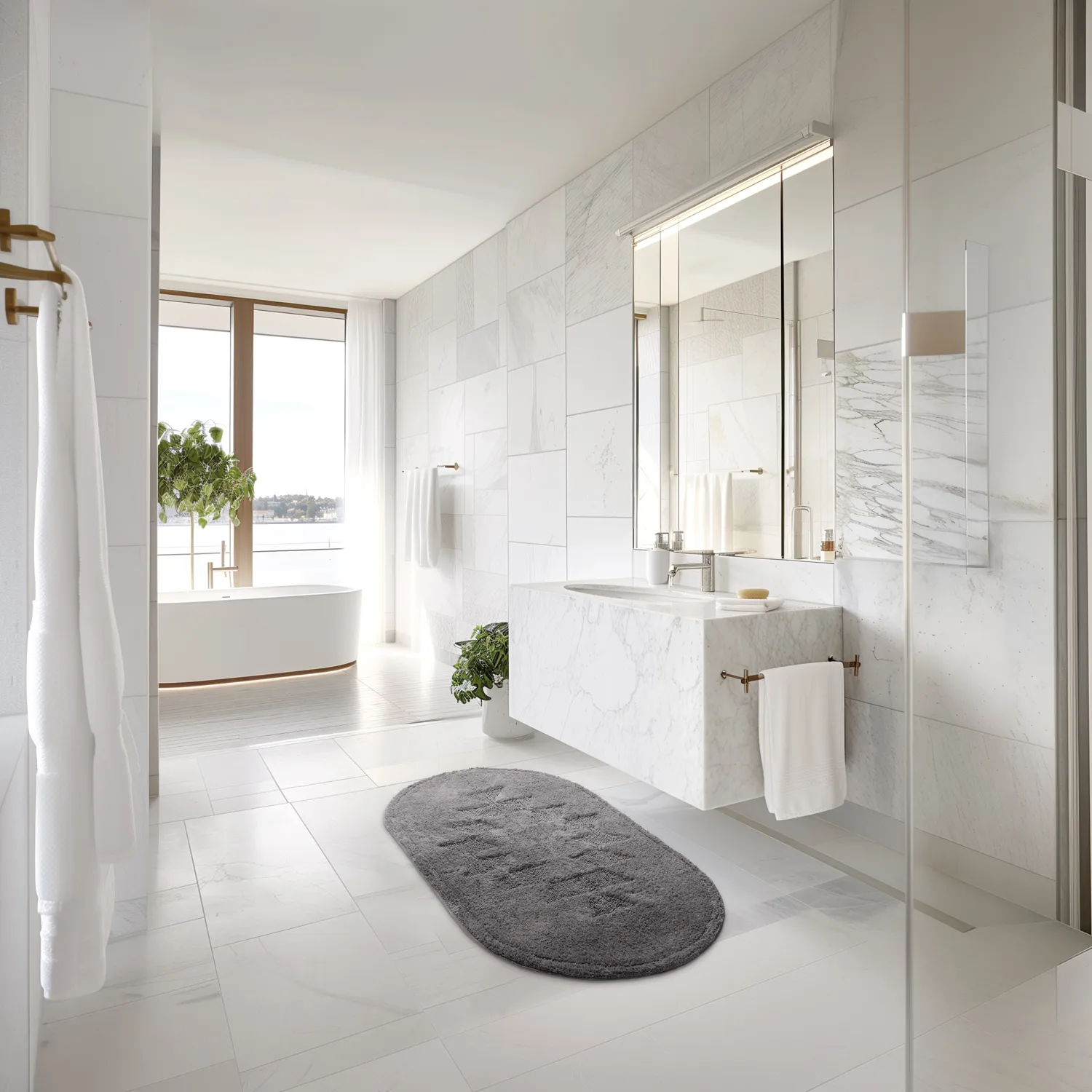 Oval badrumsmatta - Gertie (mörkgrå)