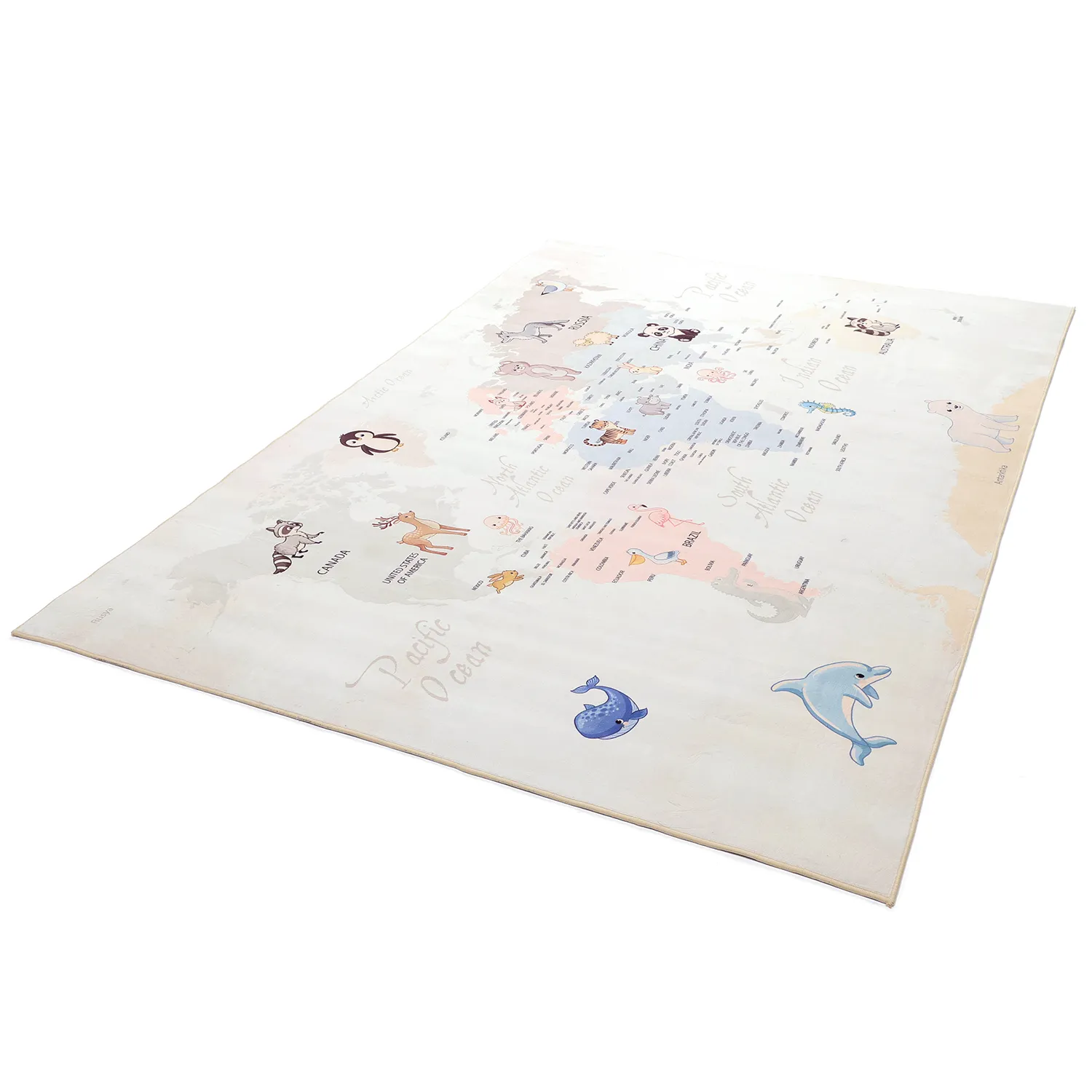 Barnmatta - Animal Map (beige)