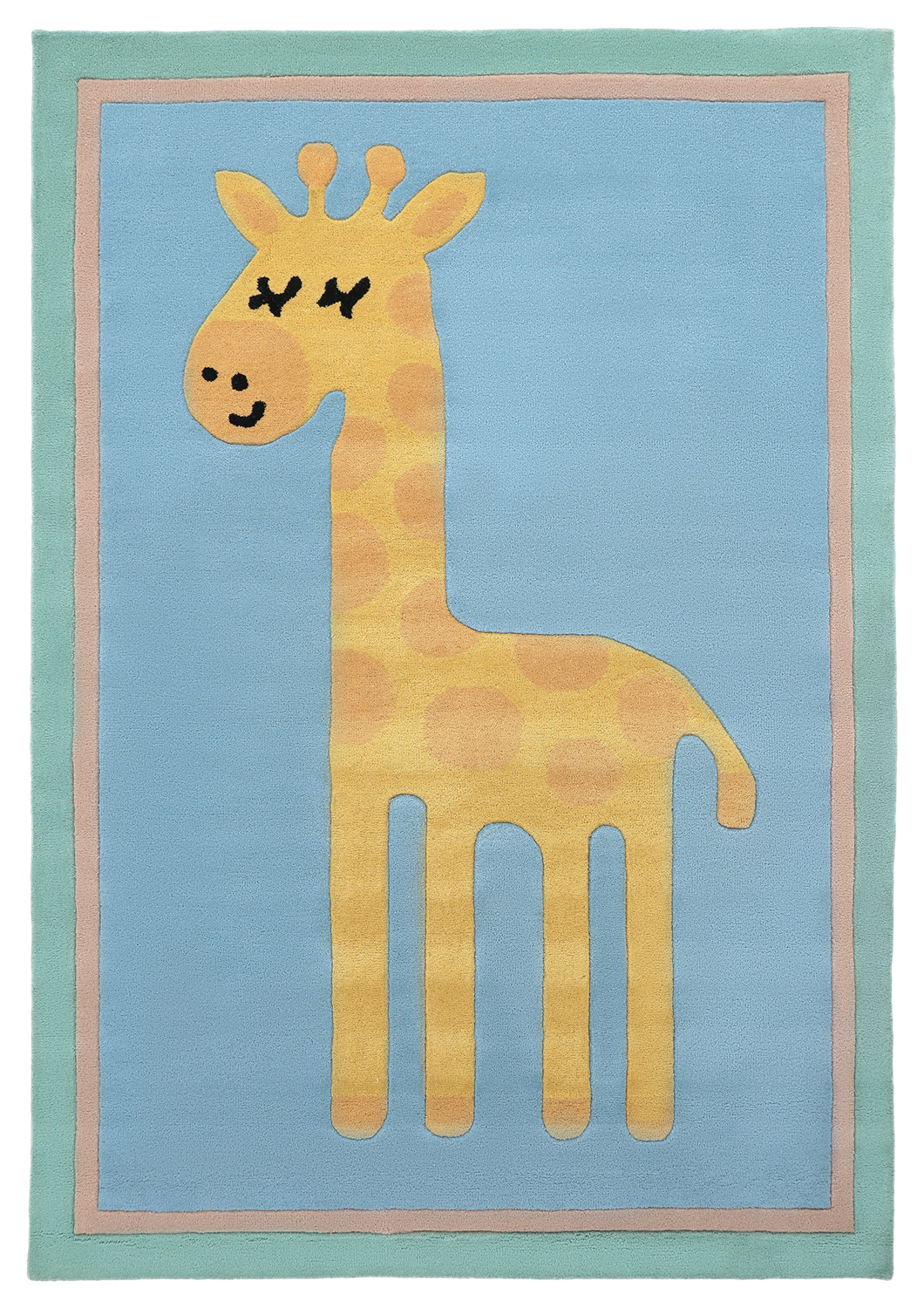 Barnmatta - Giraffe Hand Tufted Wool Premium (ljusblå/multi) (Storlek: 120 x 180 cm)