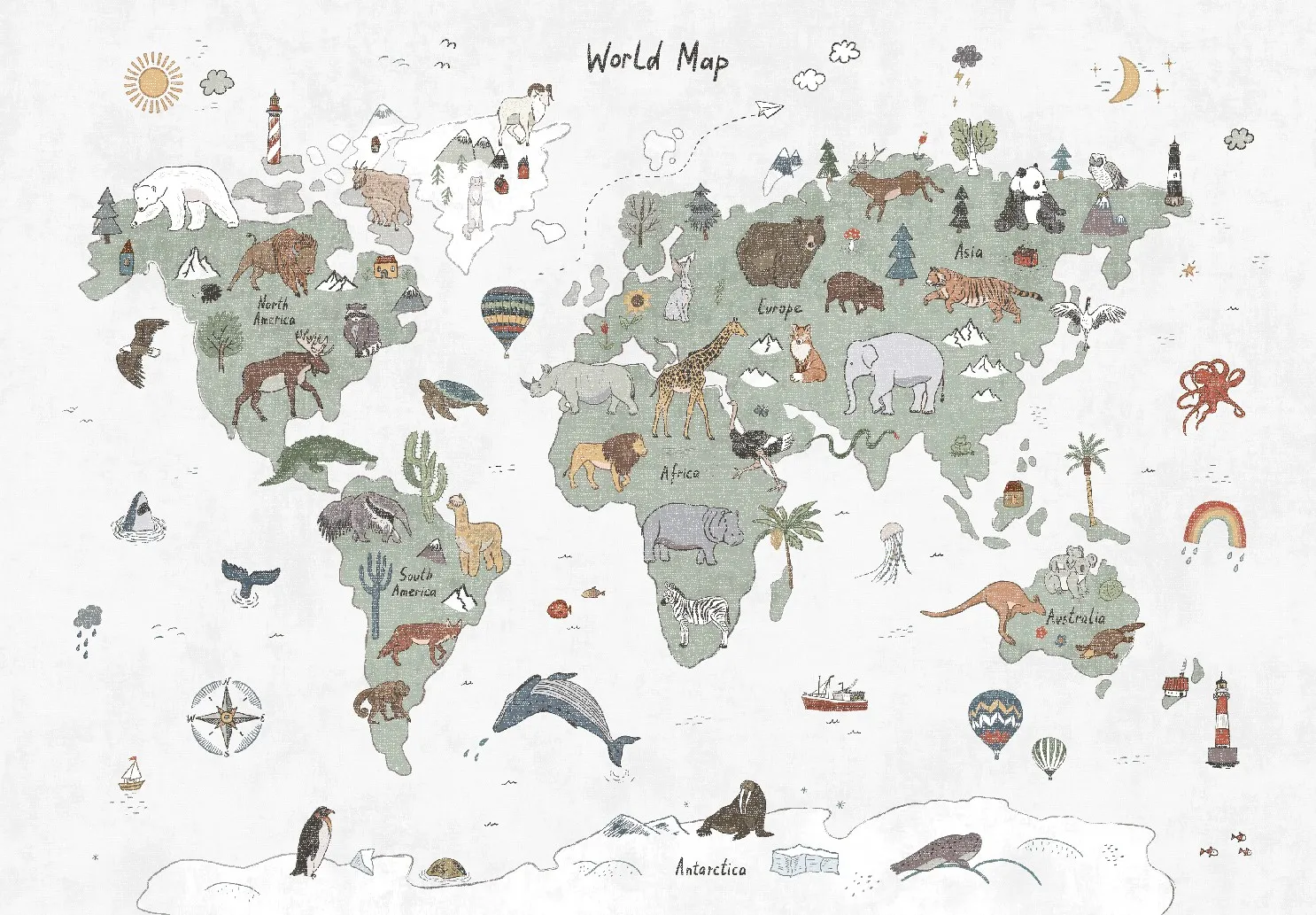 Barnmatta - Kids World Map (grön)