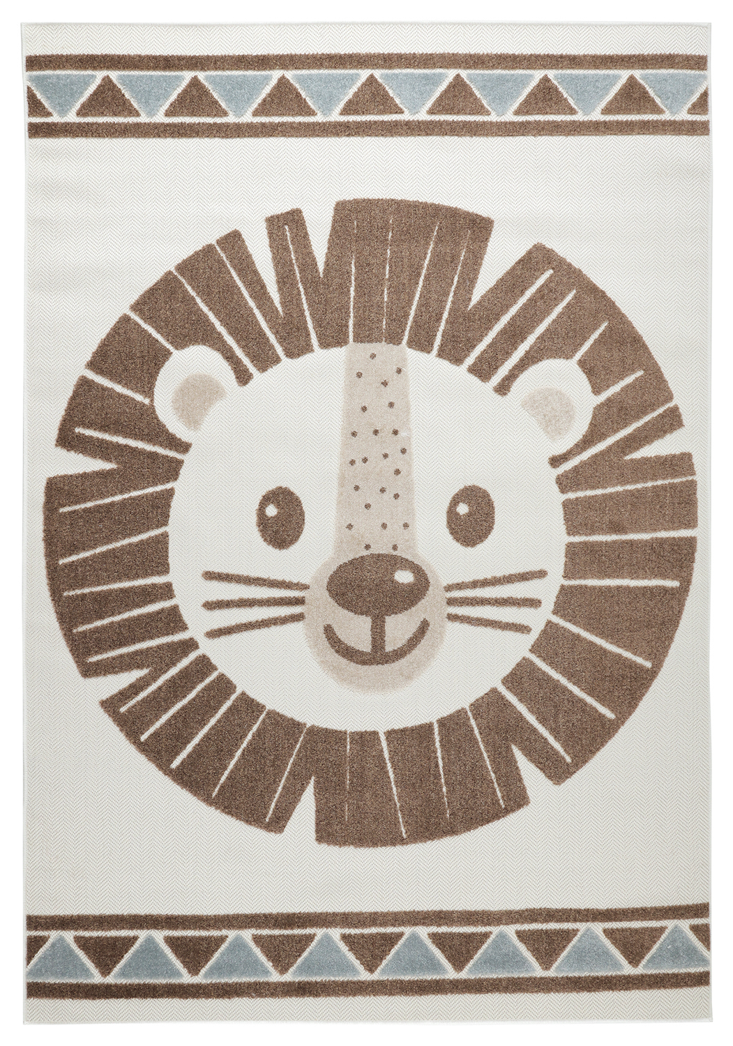 Barnmatta - Kind Lion (creme/blå) (Storlek: 130 x 190 cm)