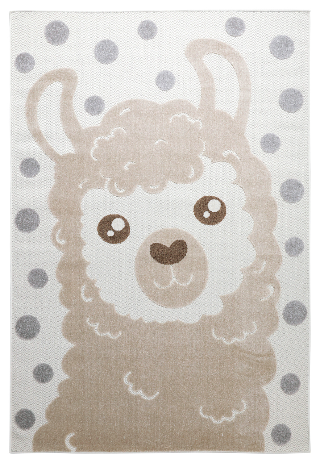 Barnmatta - Kind Llama (creme/brun) (Storlek: 130 x 190 cm)