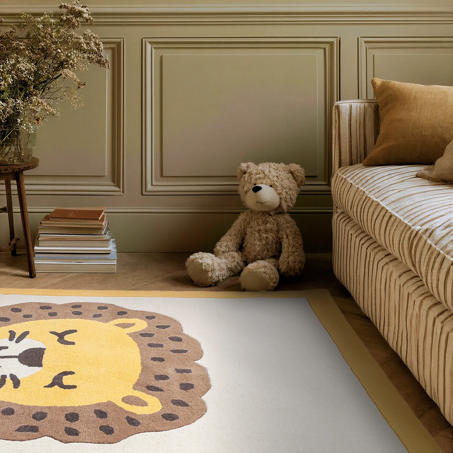 Barnmatta - Lion Hand Tufted Wool Premium (beige/multi)