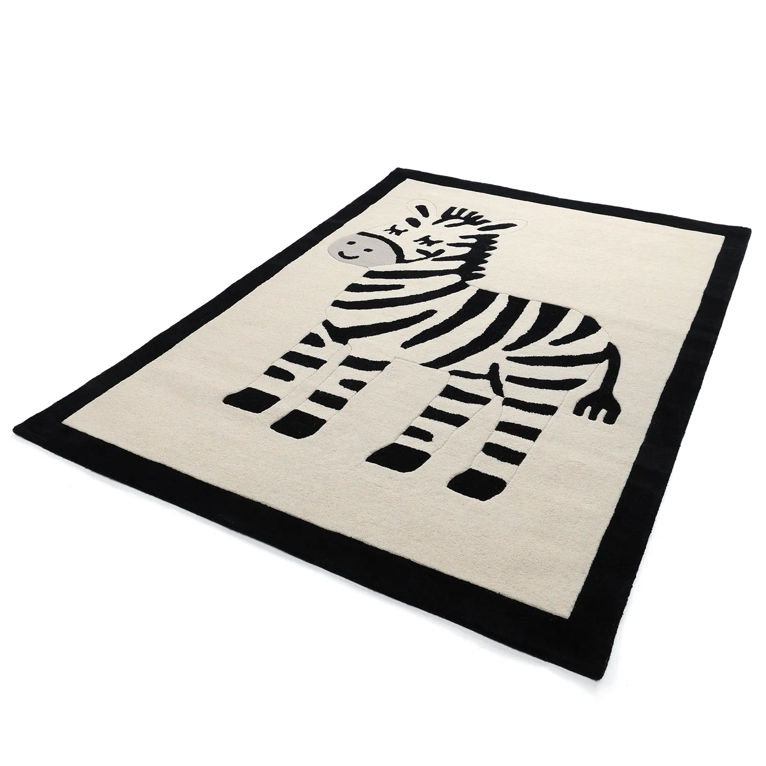 Barnmatta - Zebra Hand Tufted Wool Premium (beige/svart)