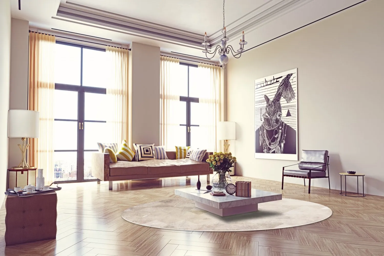 Rund matta - Porto (beige)
