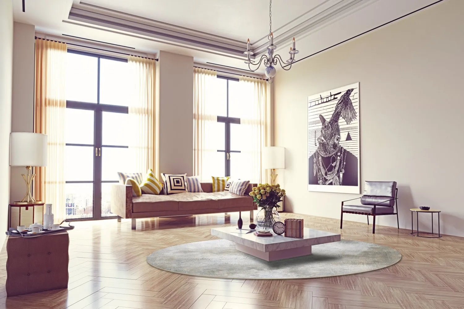 Rund matta - Malaga (beige)