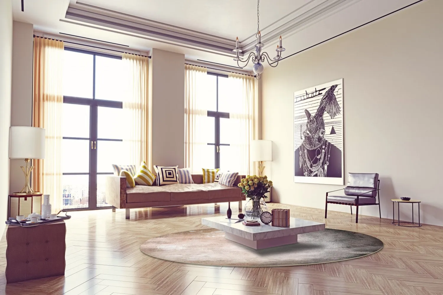 Rund matta - Braga (beige)