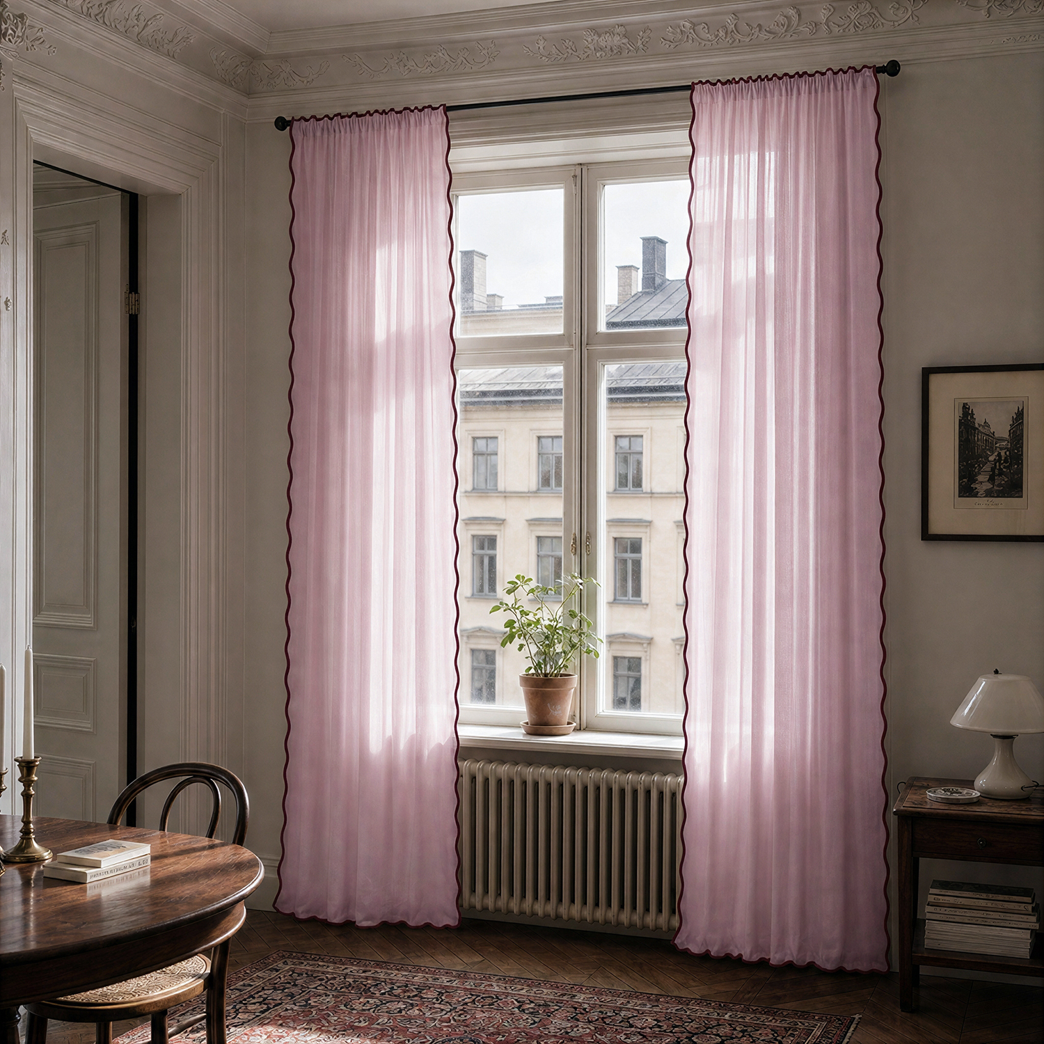 Gardiner 2-Pack - Bomullsgardin Yrsa (rosa) (Storlek: 140 x 250 cm)