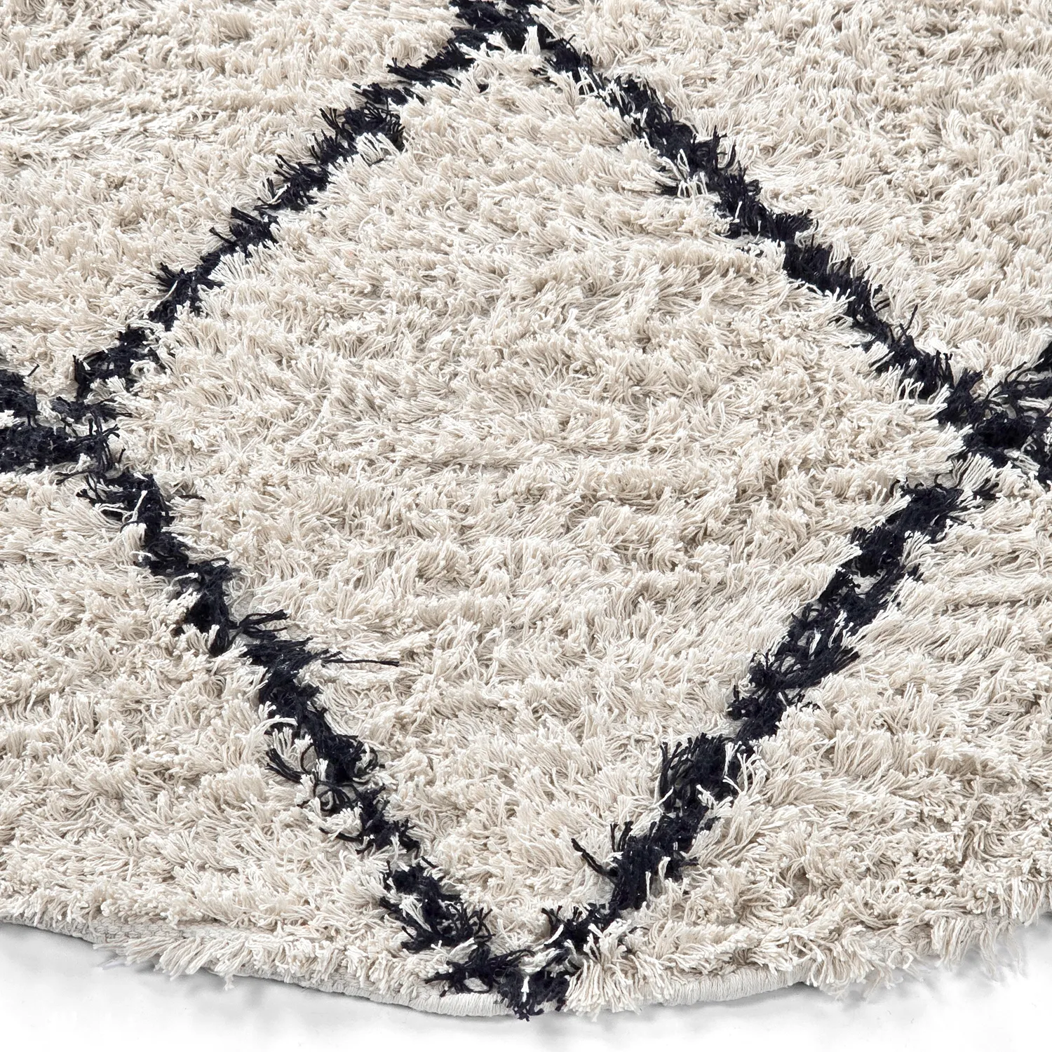 Rund matta - Alcott Natural Cotton Shaggy (svart/vit)