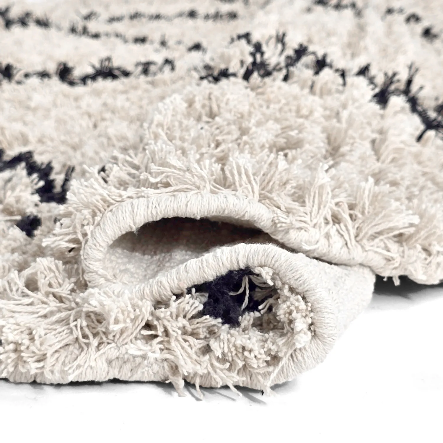 Rund matta - Alcott Natural Cotton Shaggy (svart/vit)