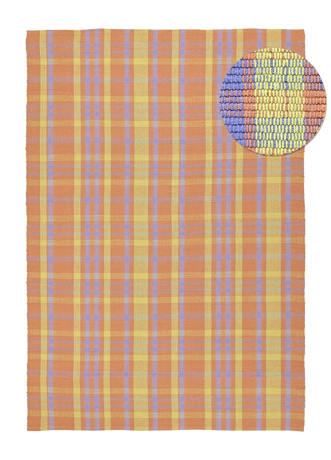 Bomullsmatta - Husvik (korall/multi) (Storlek: 200 x 290 cm)