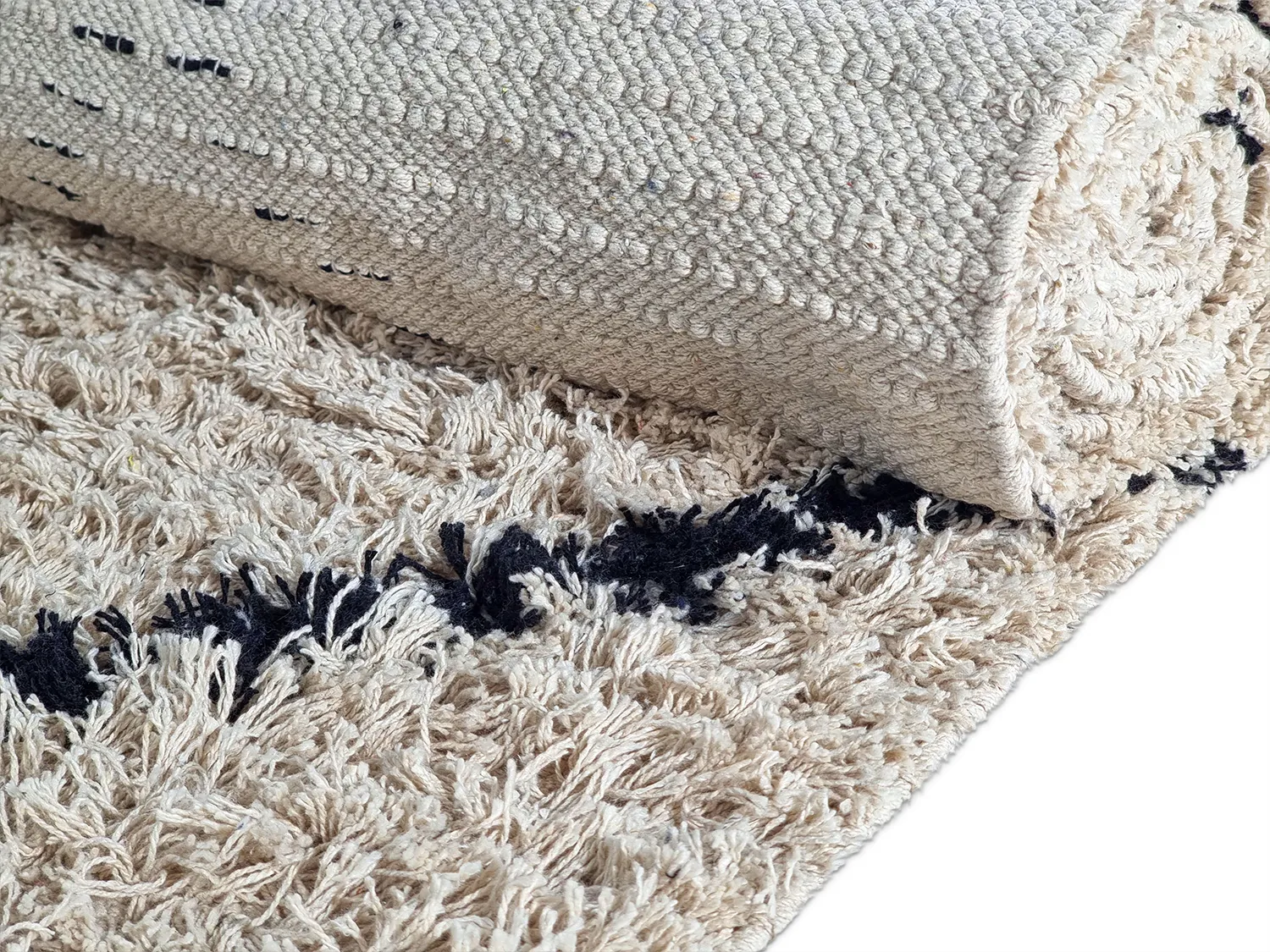 Ryamattor - Alcott Natural Cotton Shaggy (svart/vit)