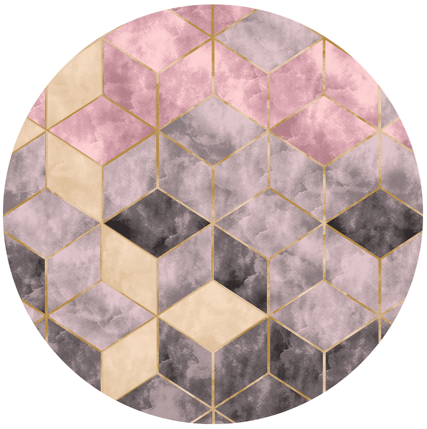 Rund matta - Brendola (rosa/grå/guld)
