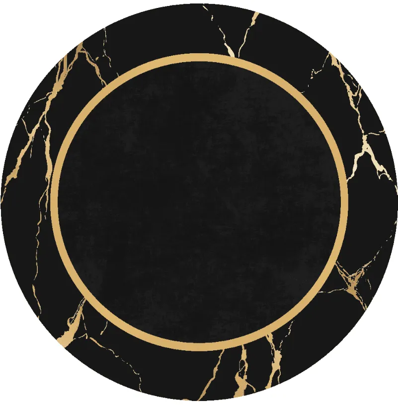 Rund matta - Cerasia (svart/guld)