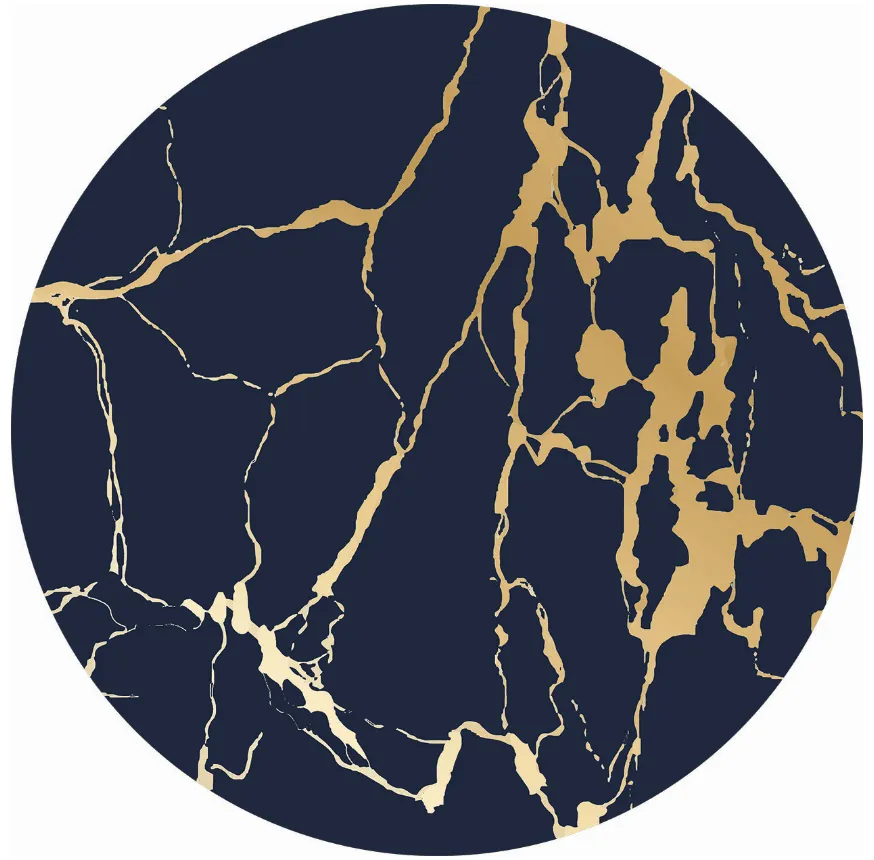 Rund matta - Cesina (svart/guld)