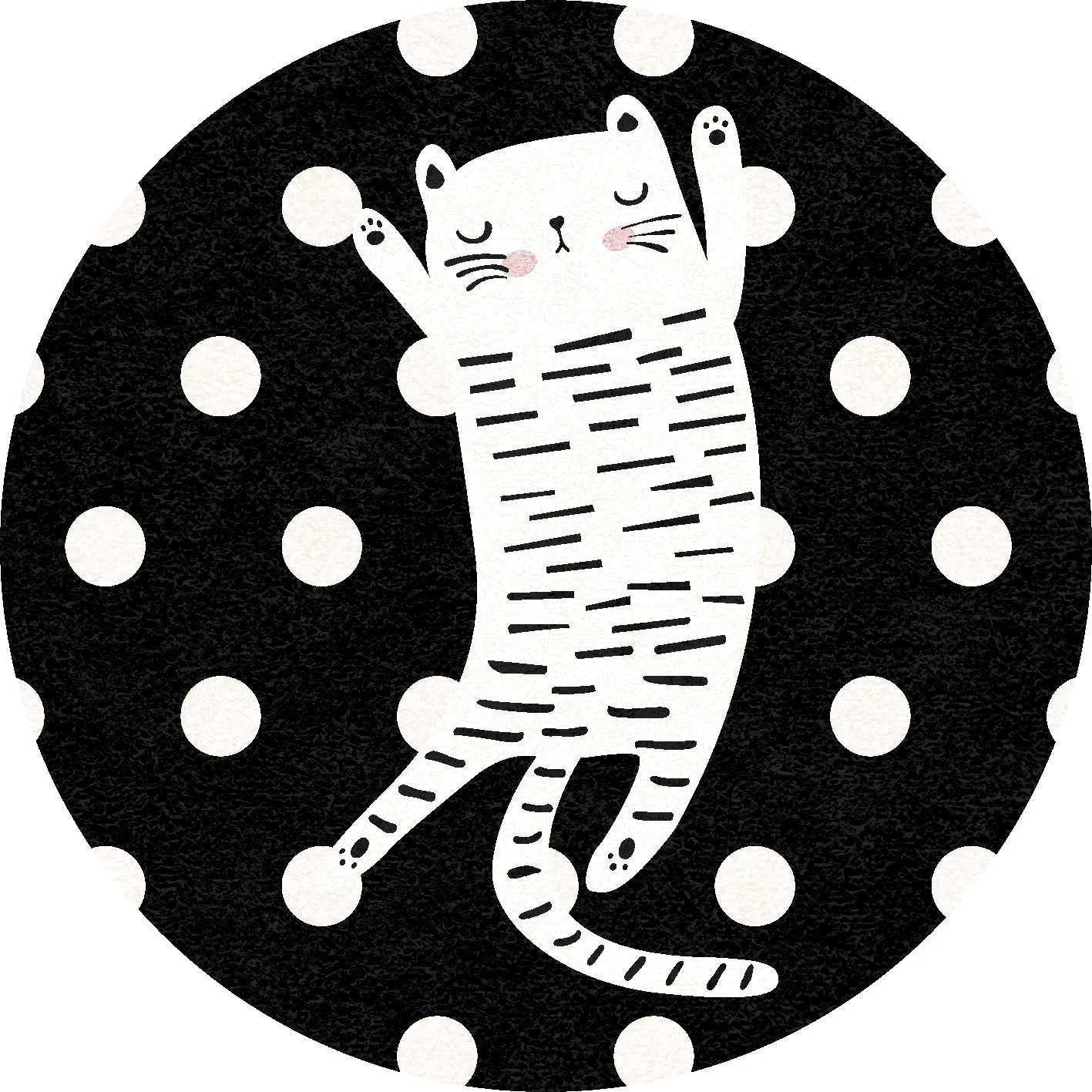 Rund matta - Sleepy Kitten (multi)