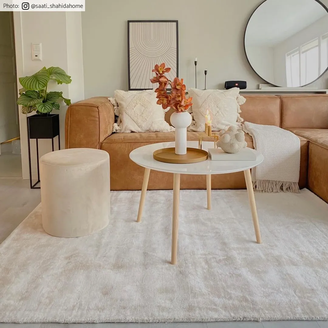 Rund matta - Jodhpur Special Luxury Edition Viskos (ljusbeige)