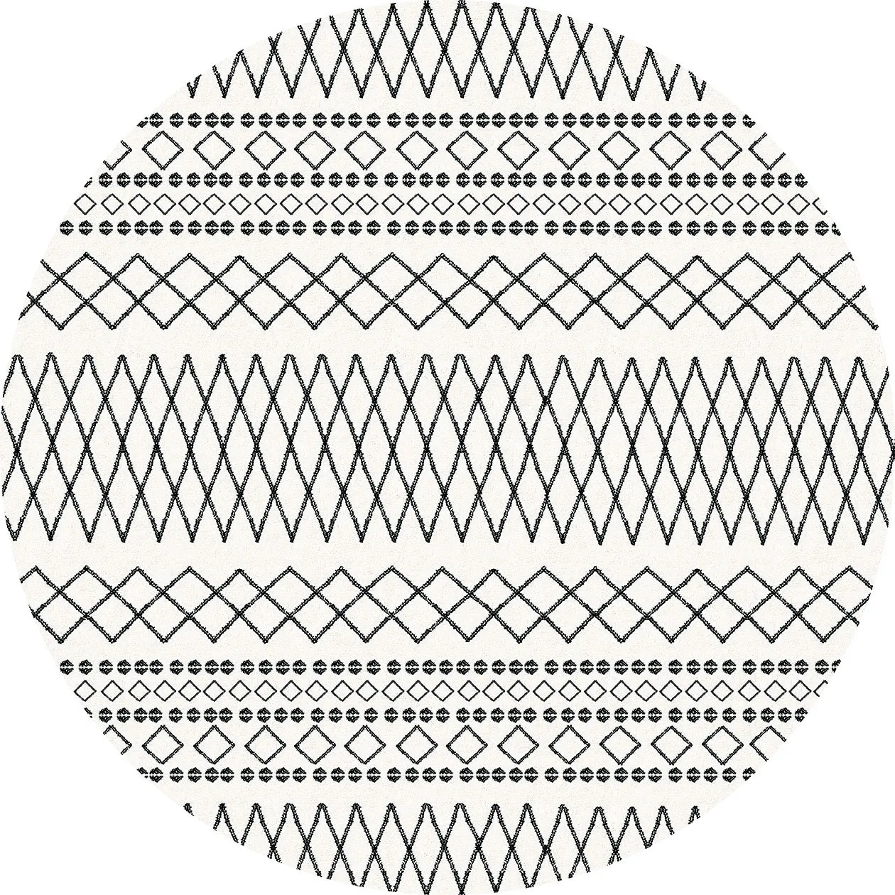 Rund matta - Safi (svart/vit)