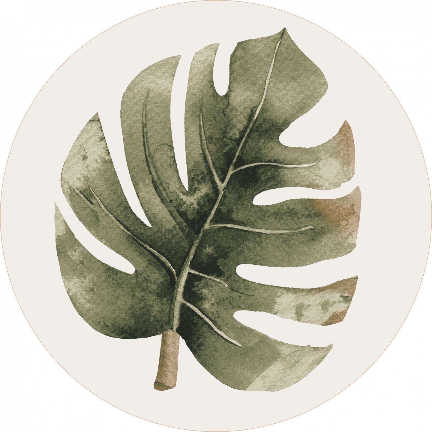 Rund matta - Falling Leaves (grön)