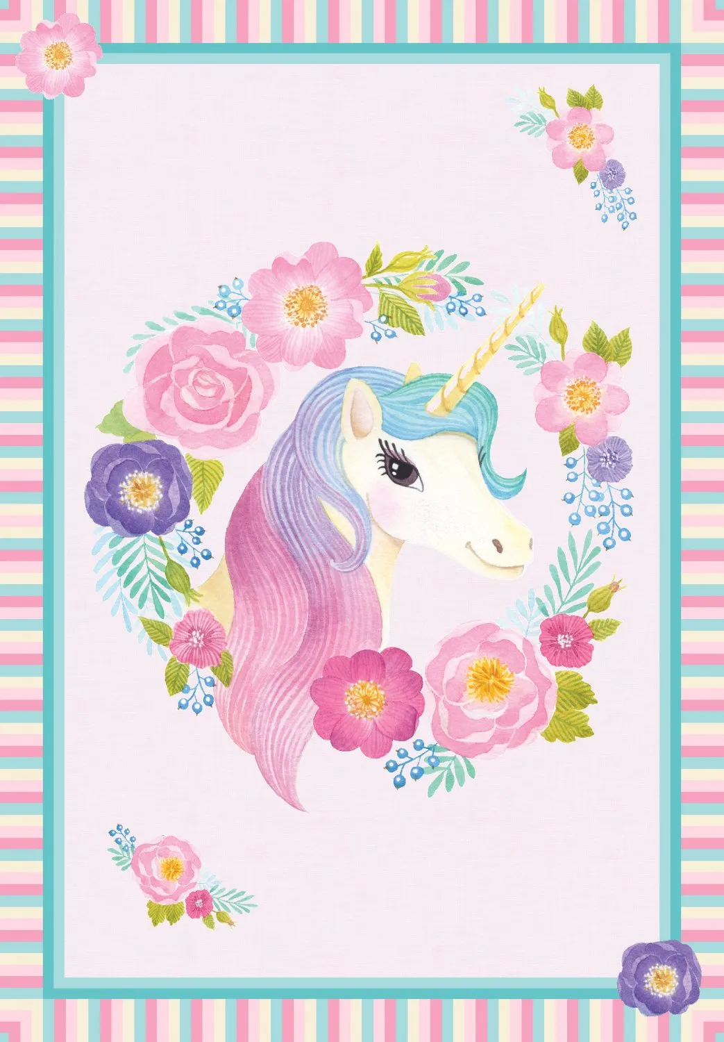 Barnmatta - Unicorn Flowers (rosa)