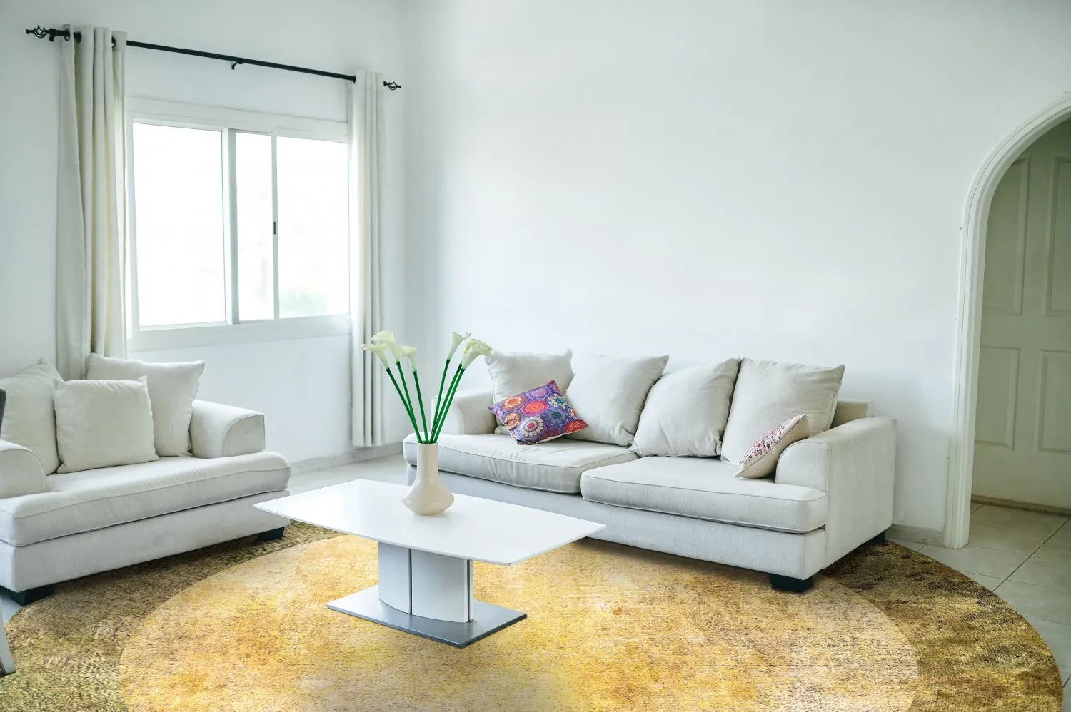 Rund matta - Campana (beige/gul)