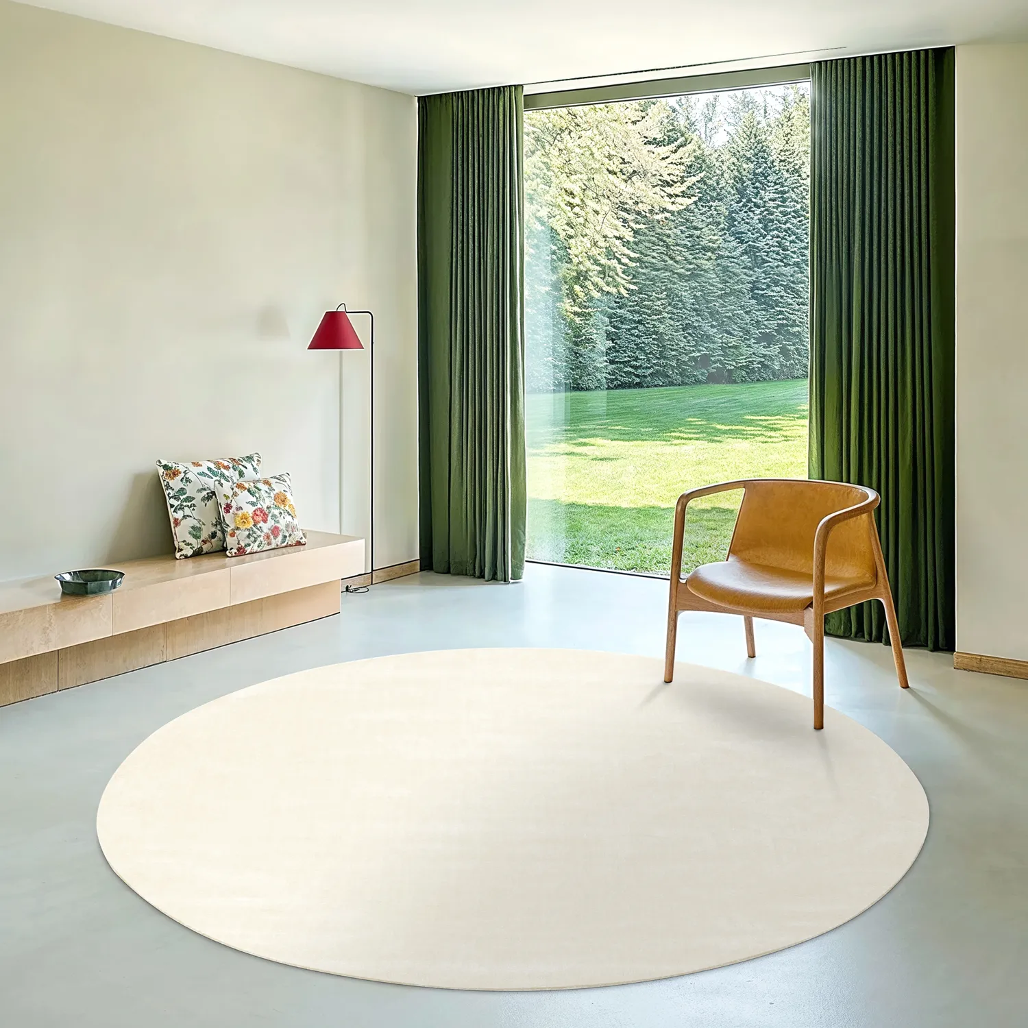 Rund matta - Recycled PET with viscose look (offwhite)