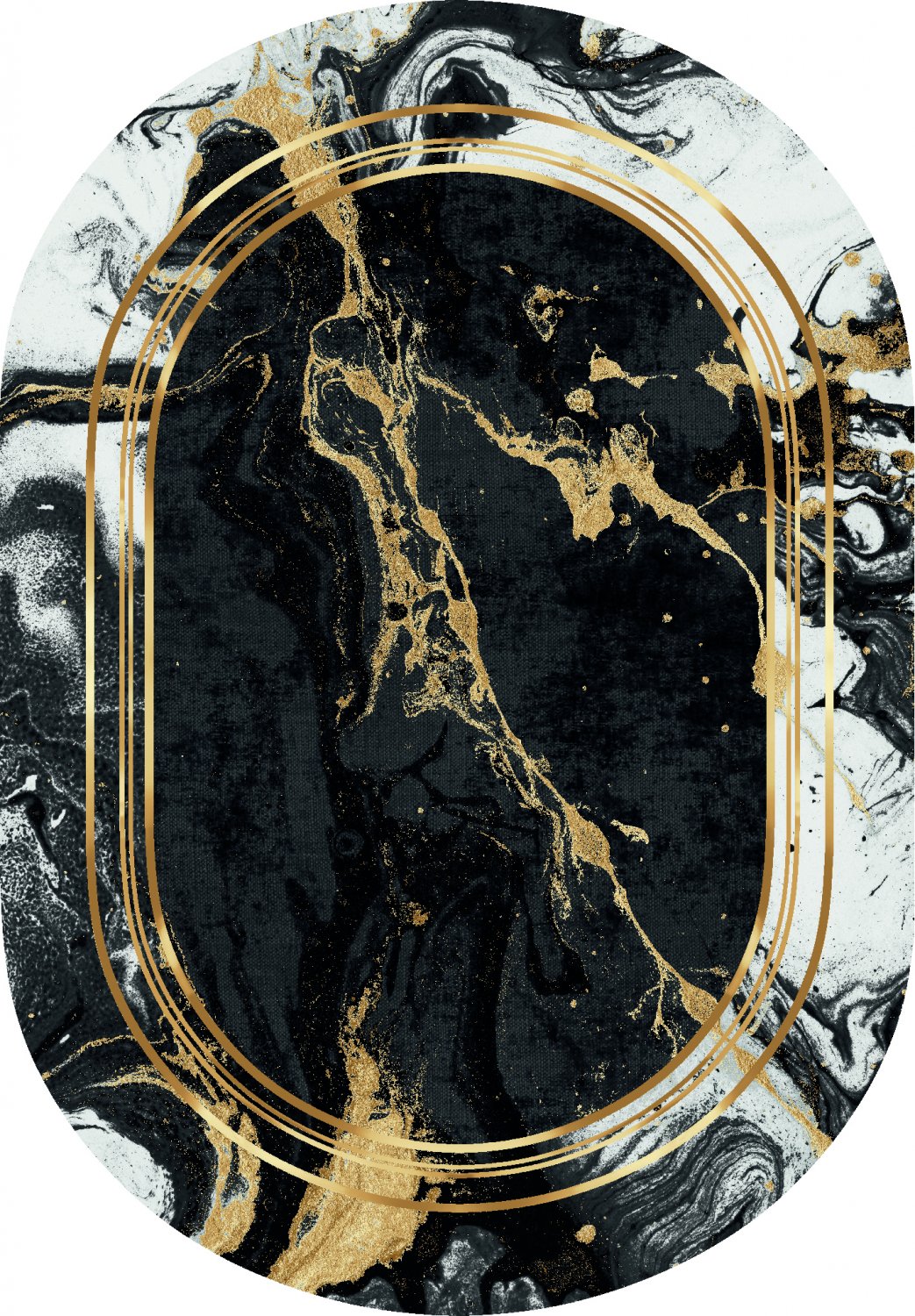 Oval matta - Emery (svart) (Storlek: 200 x 280 cm)