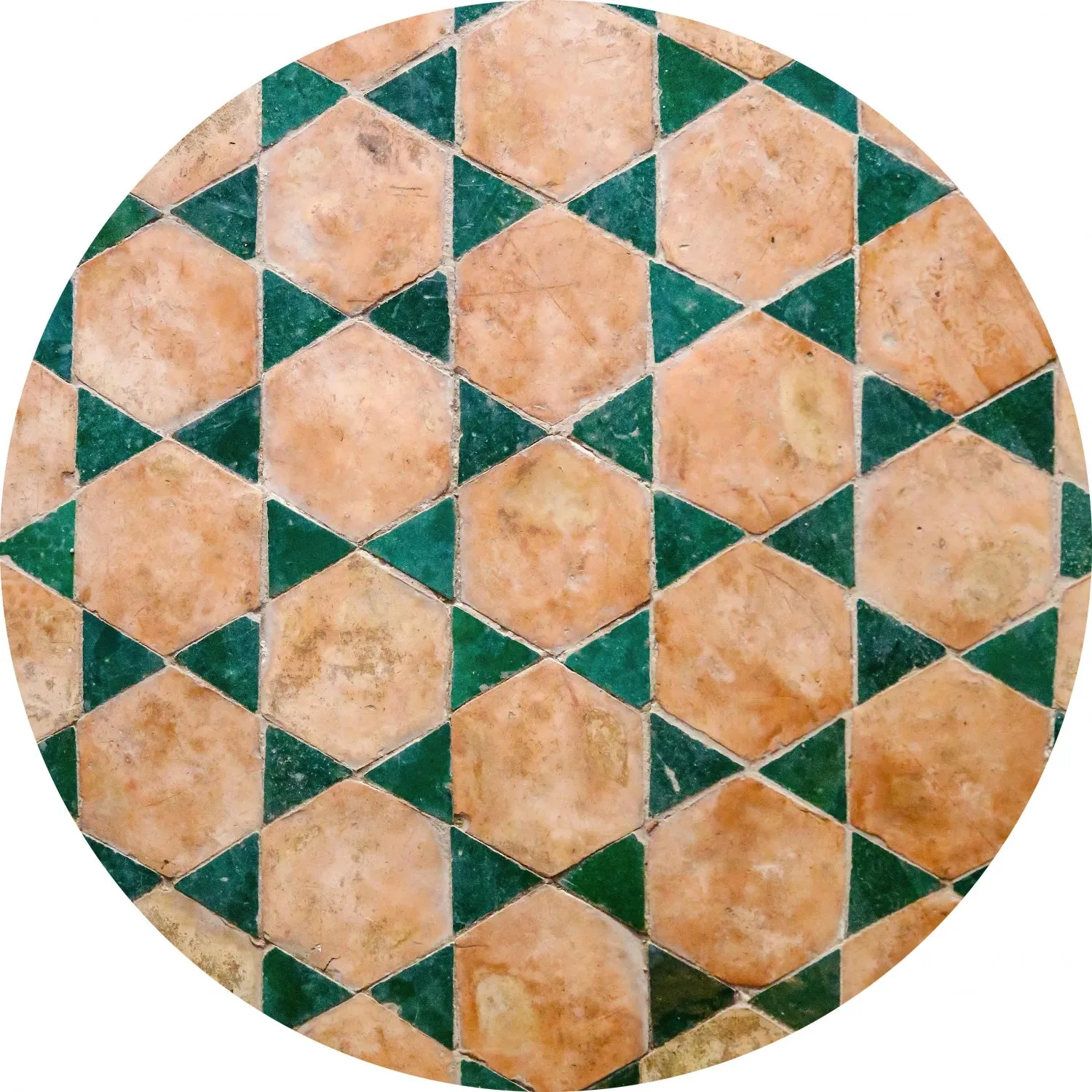 Rund matta - Calvi (beige/grön)