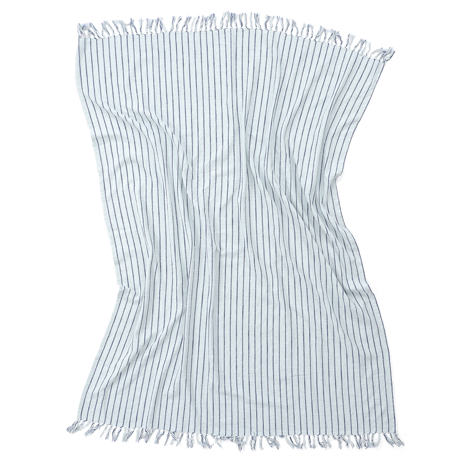 Filtar - Rumi stripe cotton throw (ljusblå/navy/cream) (Storlek: 130 x 170 cm)