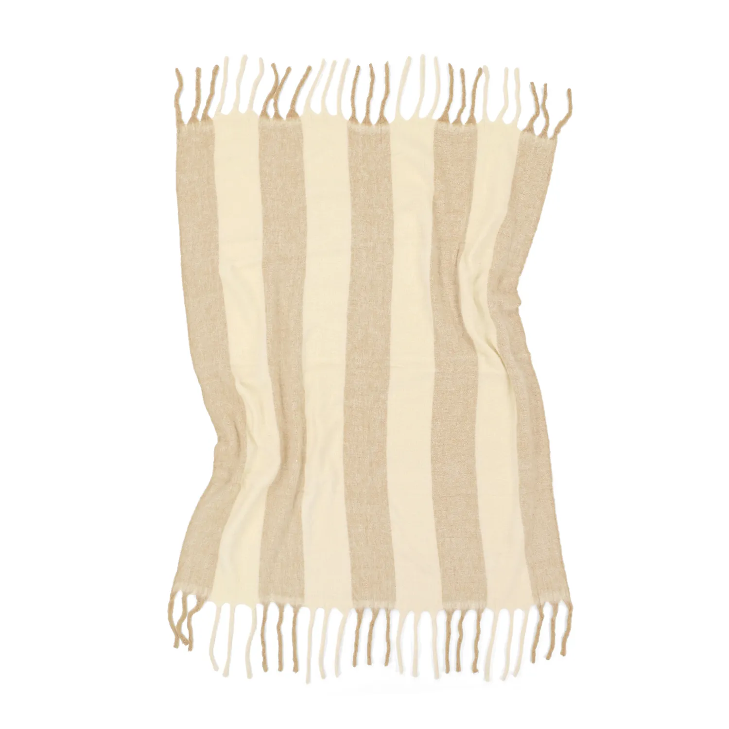 Filtar - Pläd i ullmix - Beatriz Stripe (beige/vit)