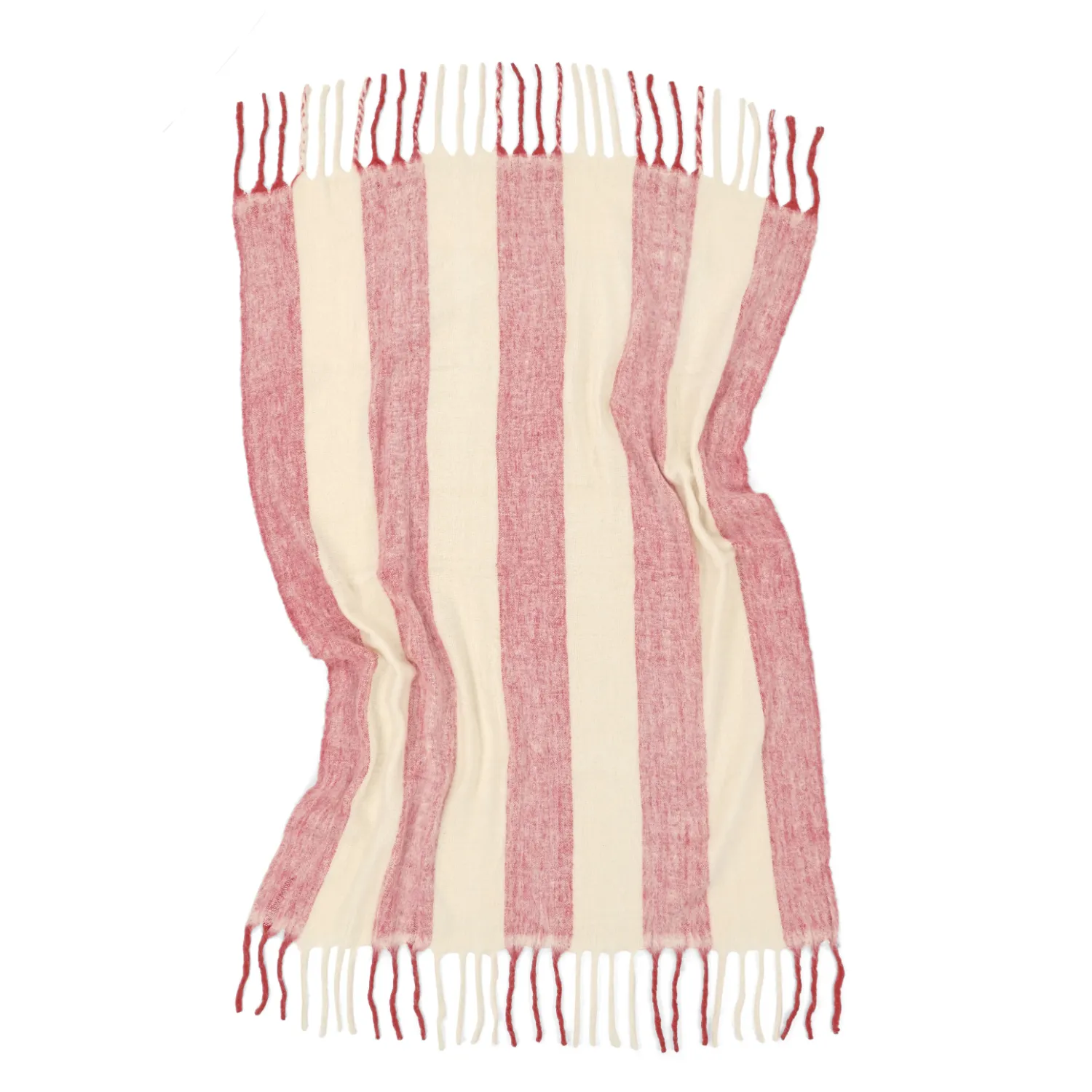 Filtar - Pläd i ullmix - Beatriz Stripe (röd/vit)