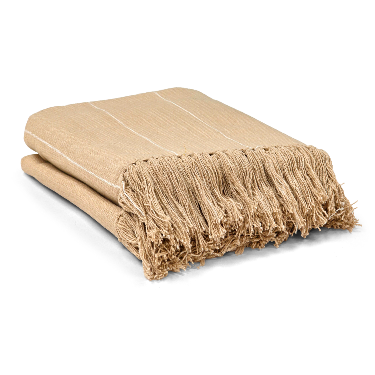 Filtar - Bomullspläd - Martina Stripe (beige/vit) (Storlek: 130 x 170 cm)