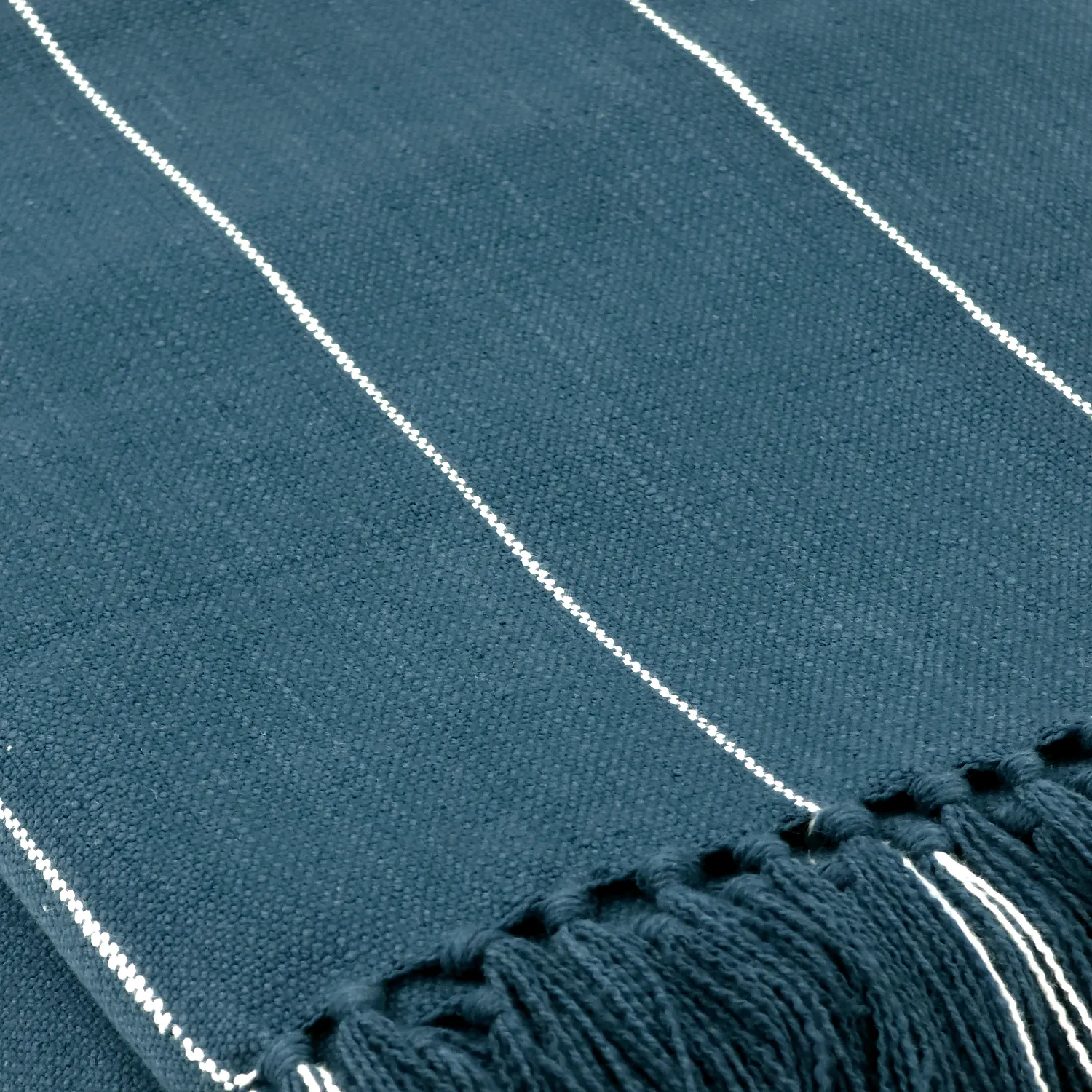 Filtar - Bomullspläd - Martina Stripe (blå/vit)