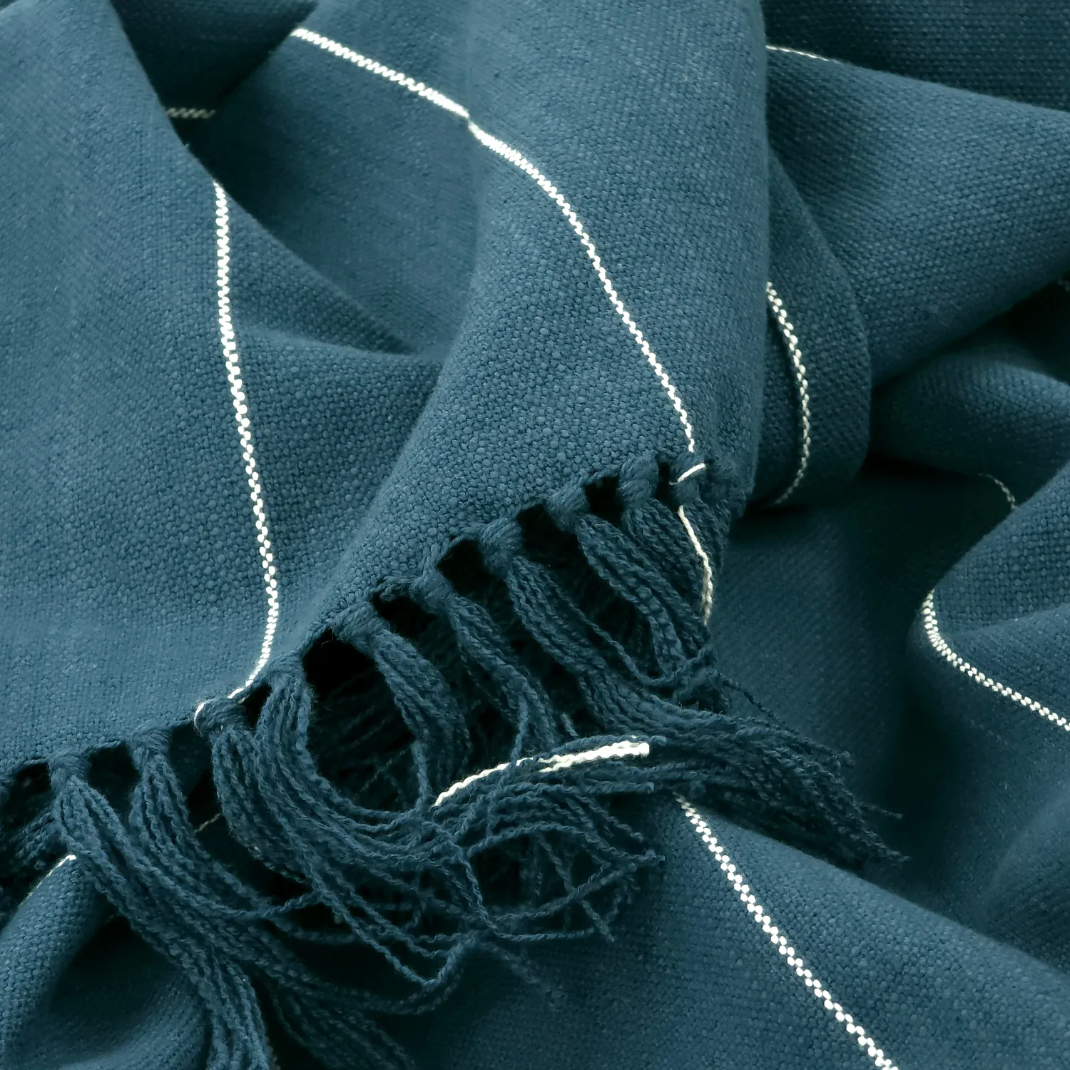 Filtar - Bomullspläd - Martina Stripe (blå/vit)