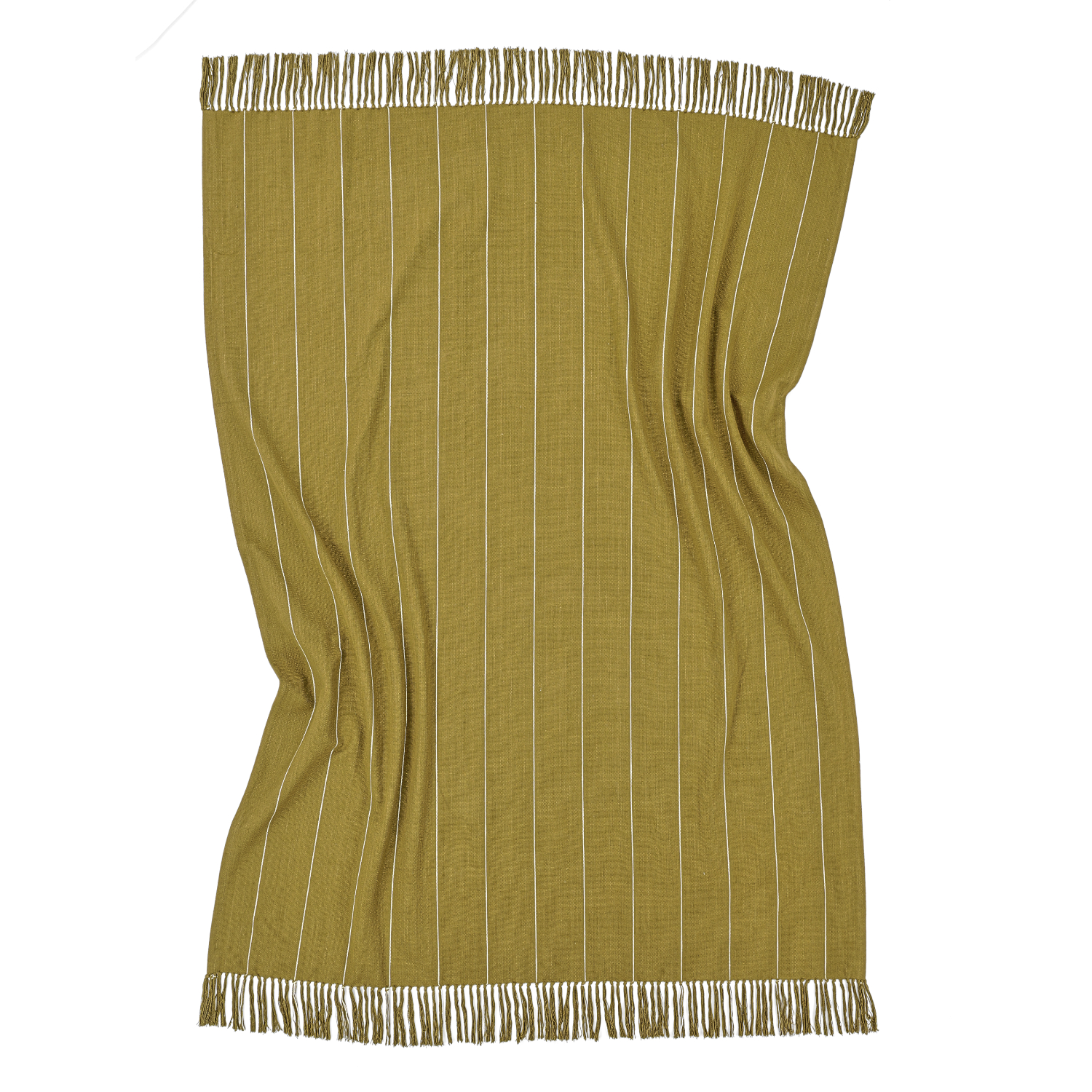 Filtar - Bomullspläd - Martina Stripe (grön/vit) (Storlek: 130 x 170 cm)