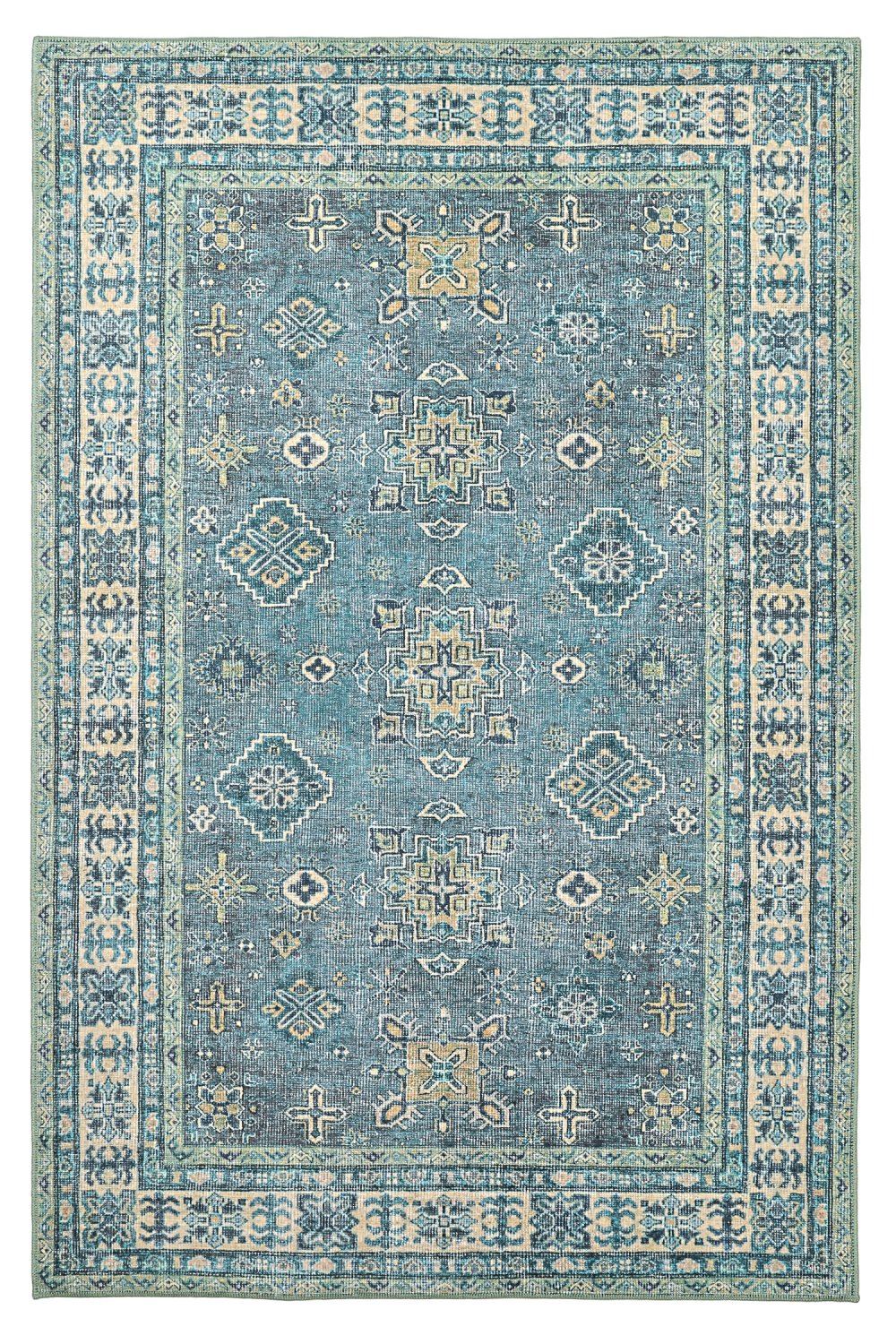 Flatvävd matta - Benaluna (blå/grön) (Storlek: 190 x 280 cm)